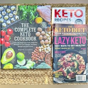 The Complete Keto Cookbook plus 3 smaller keto recipe books.